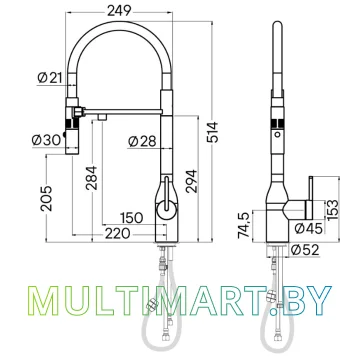 Смеситель Paulmark Magneto One Ma213188-SBG (светлое брашированное золото) картинка 13